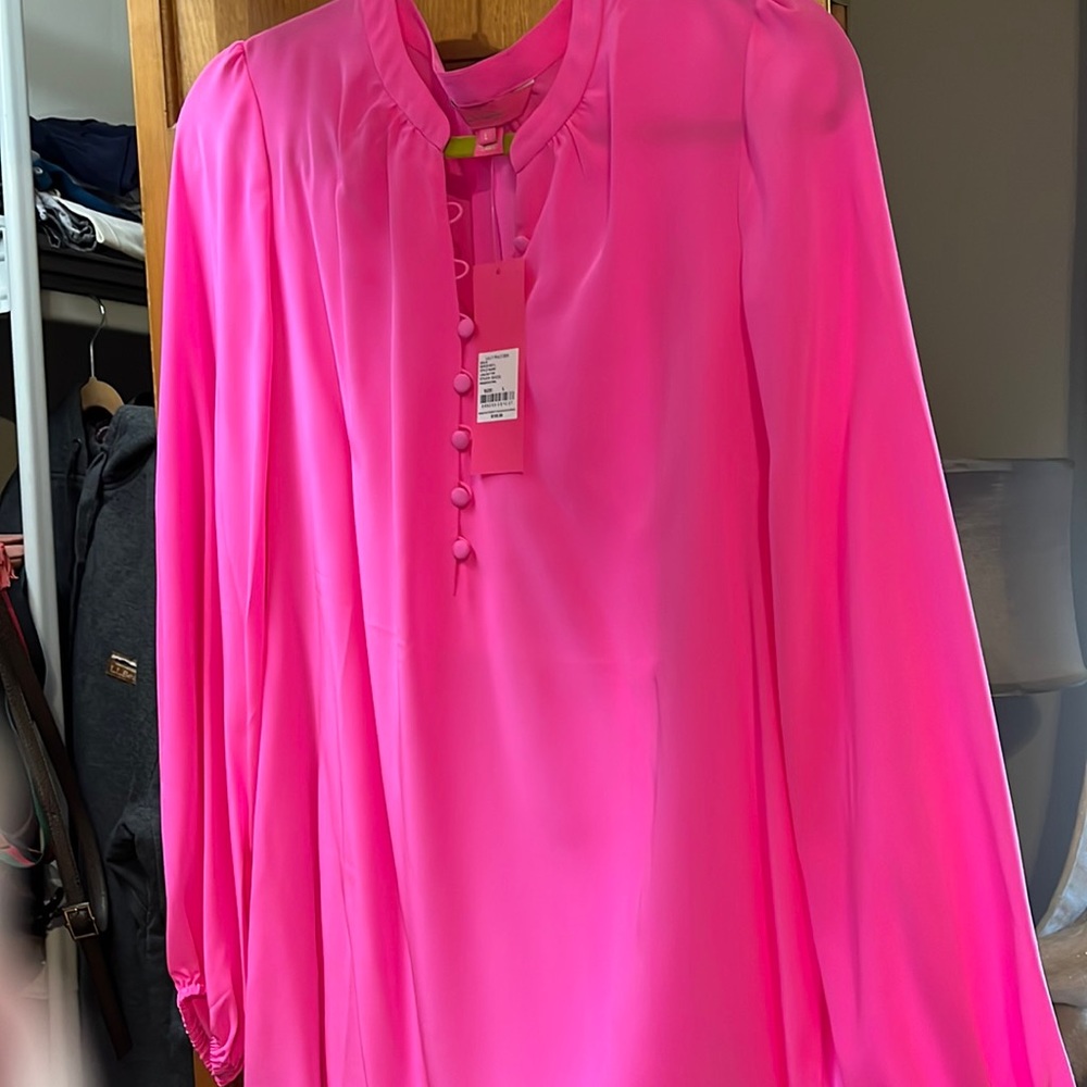 Lilly Pulitzer nwt 100% silk hot pink blouse